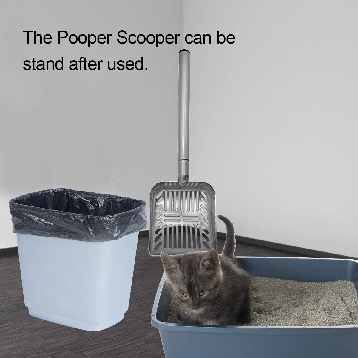 Stainless Steel Cat Litter Scoop 23 Inches Telescoping Litter Scoop with Long Handle Perfect Scooper for Cats and Dogs